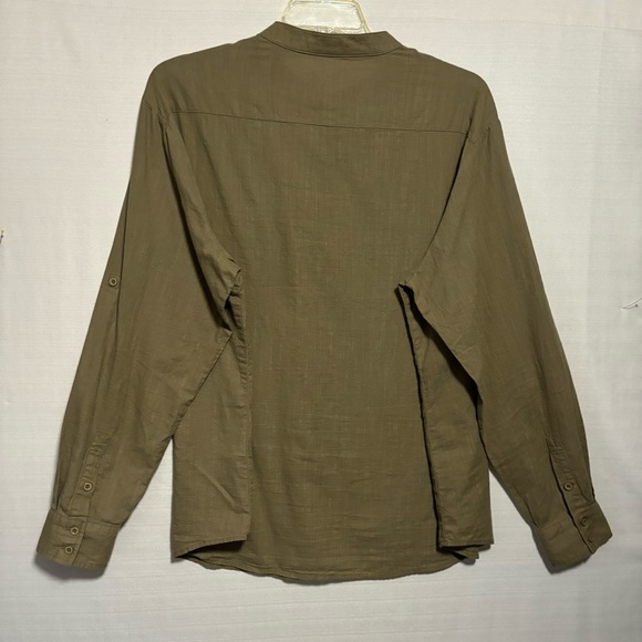 CoofAndy Green long tab sleeve Cotton & hemp henley 1/4 button 3 XL NWOT - Picture 3 of 10